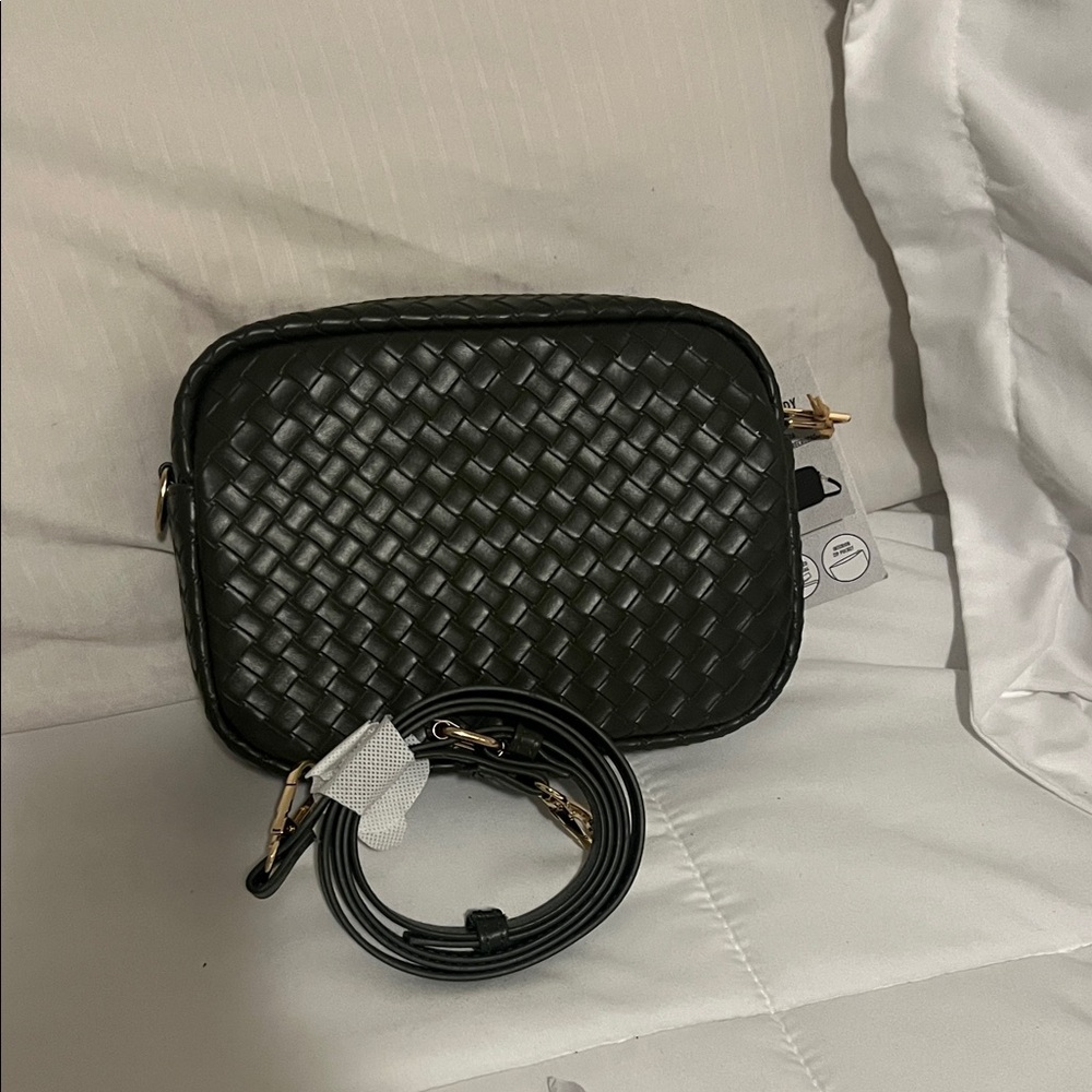 Woven Black Crossbody Bag - Women